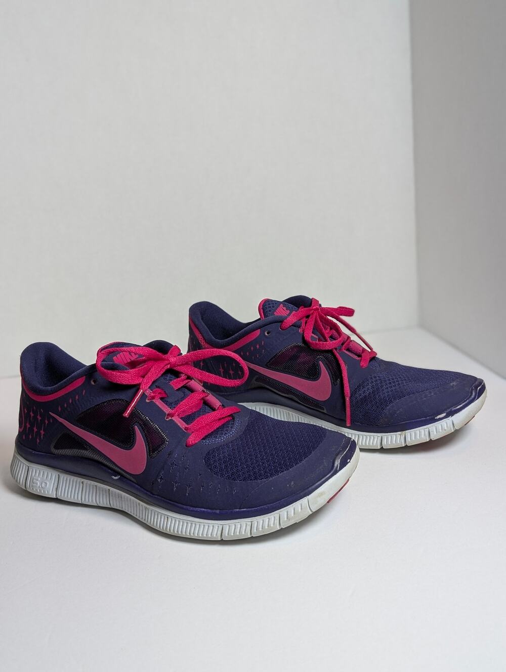 Nike Free Run 3 Womens 7.5 Night Blue Fire Berry Running Shoes 510643-401